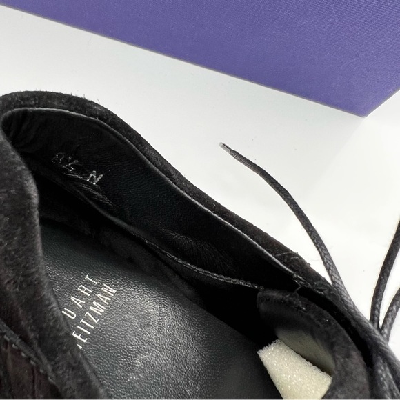 NWT Stuart Weitzman Relay Quilted Suede Sneakers Black Globe Shoes 8.5 N - Picture 8 of 10